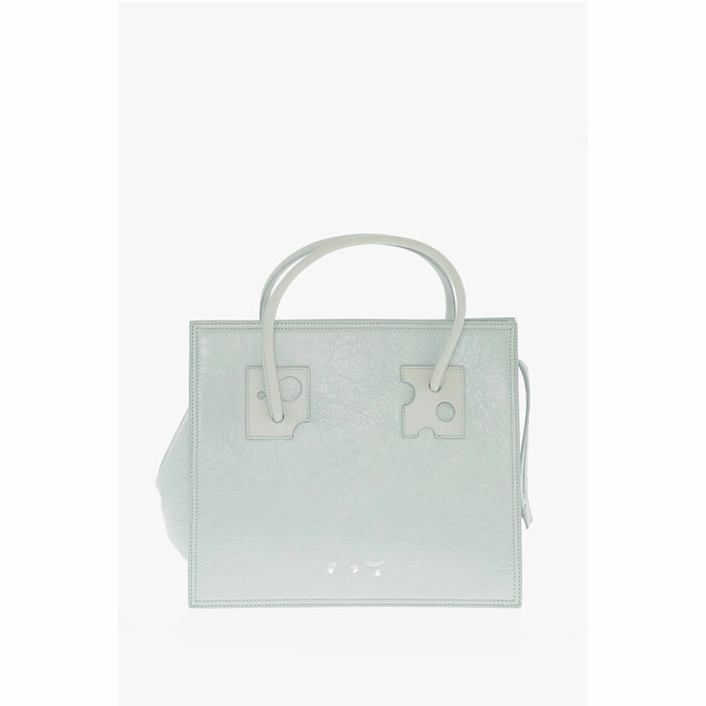 Off-White Solid Color Leather Tote Bag