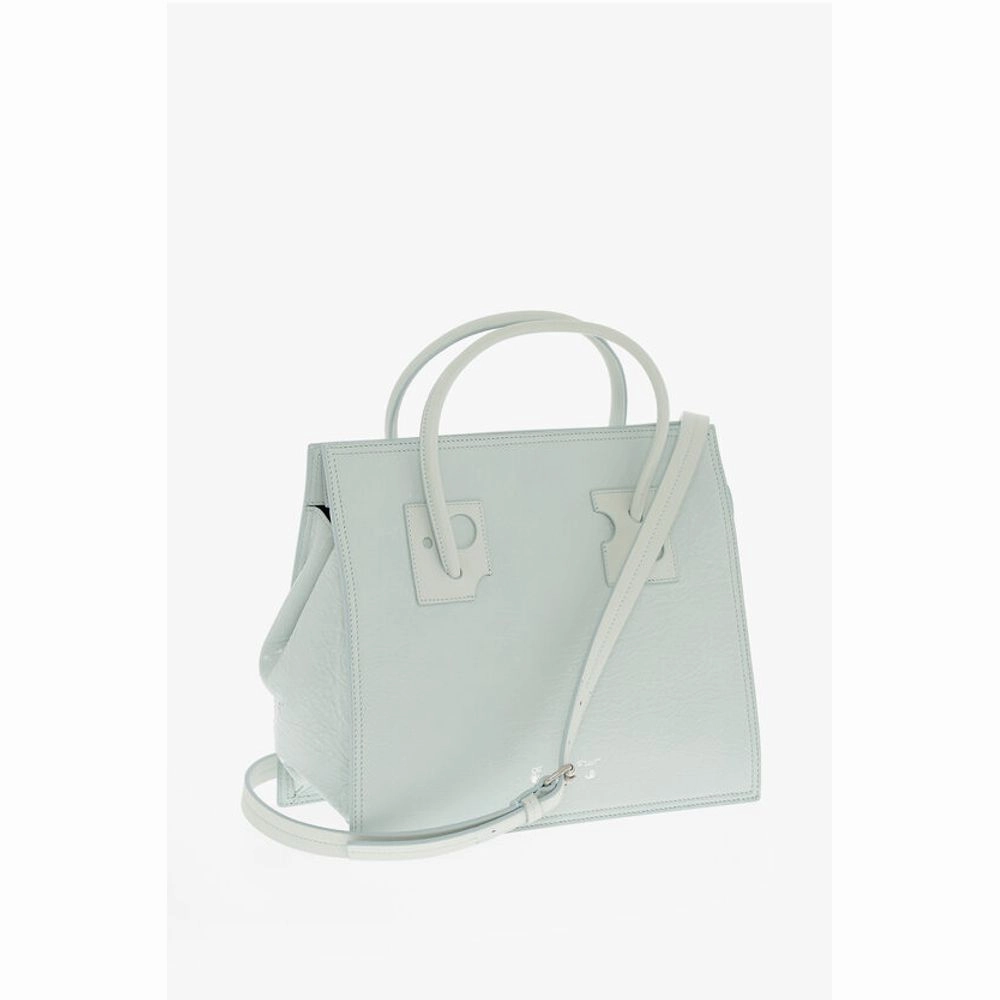 Off-White Solid Color Leather Tote Bag