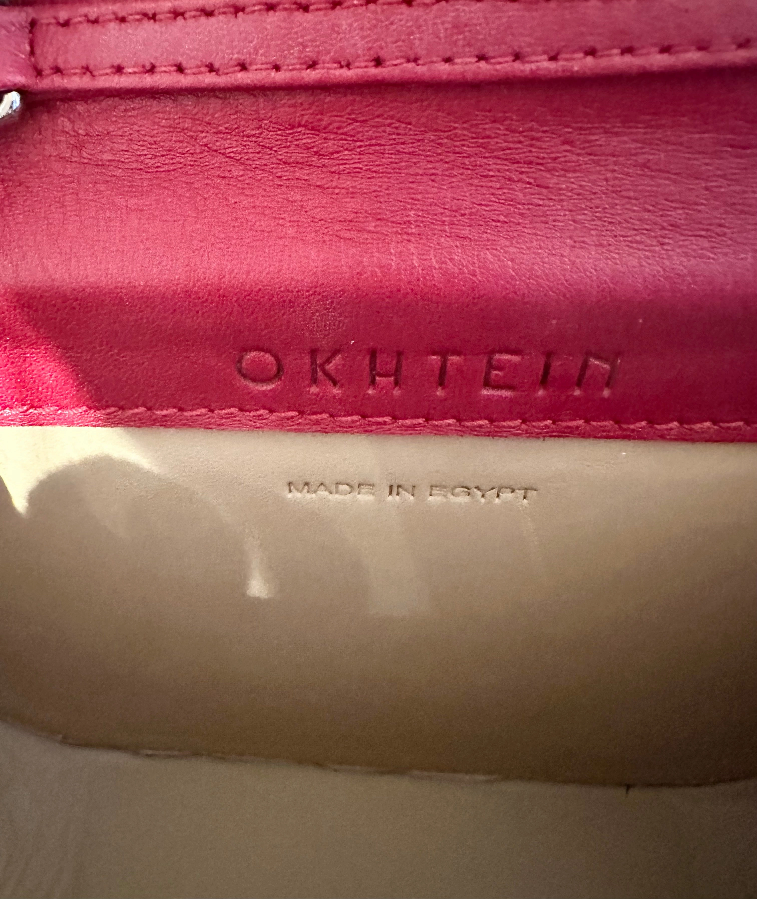 OKHTEIN Red Handle Crossbody Leather Bag