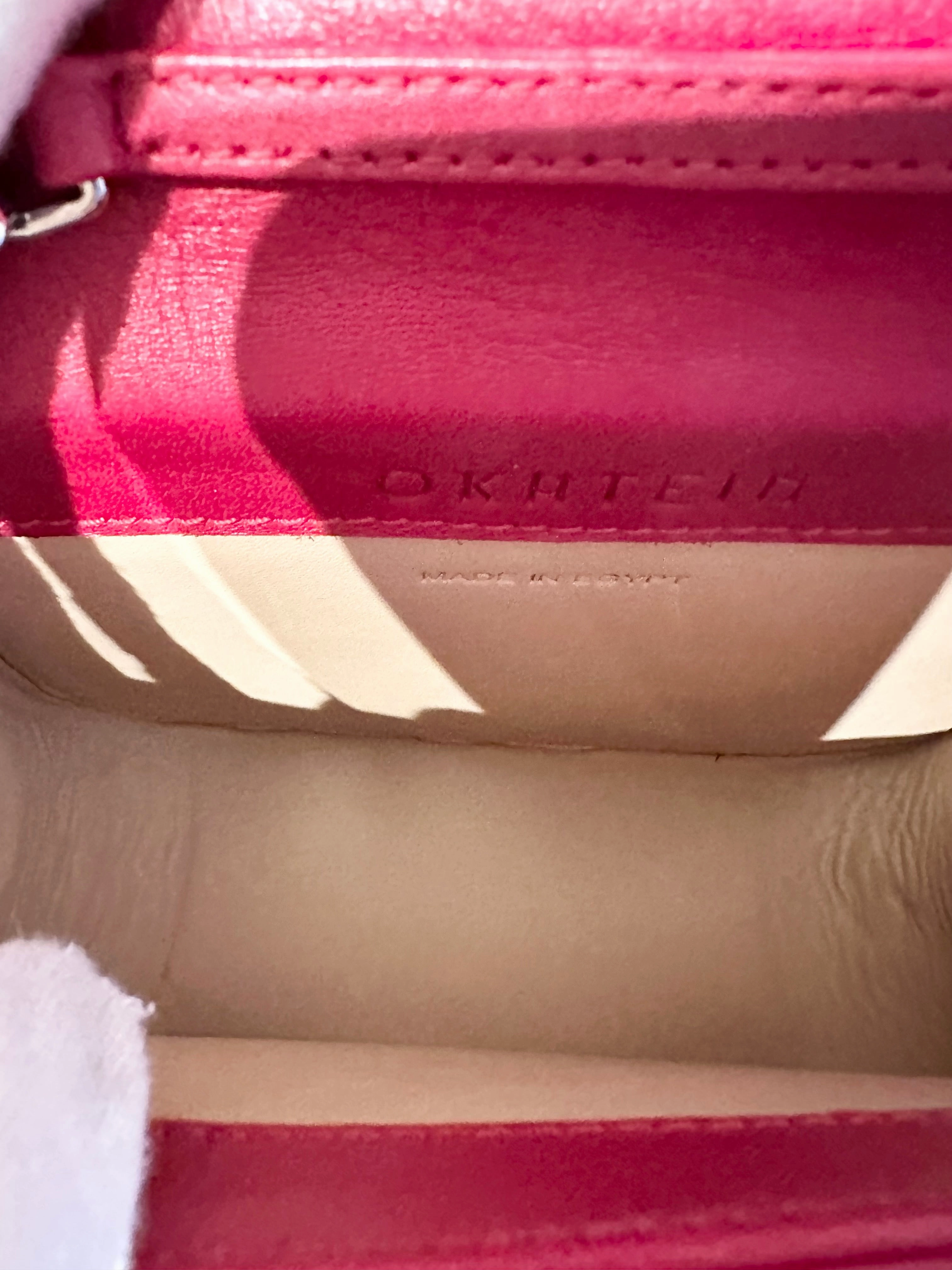 OKHTEIN Red Handle Crossbody Leather Bag