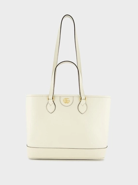 Ophidia Mini White Leather Tote Bag