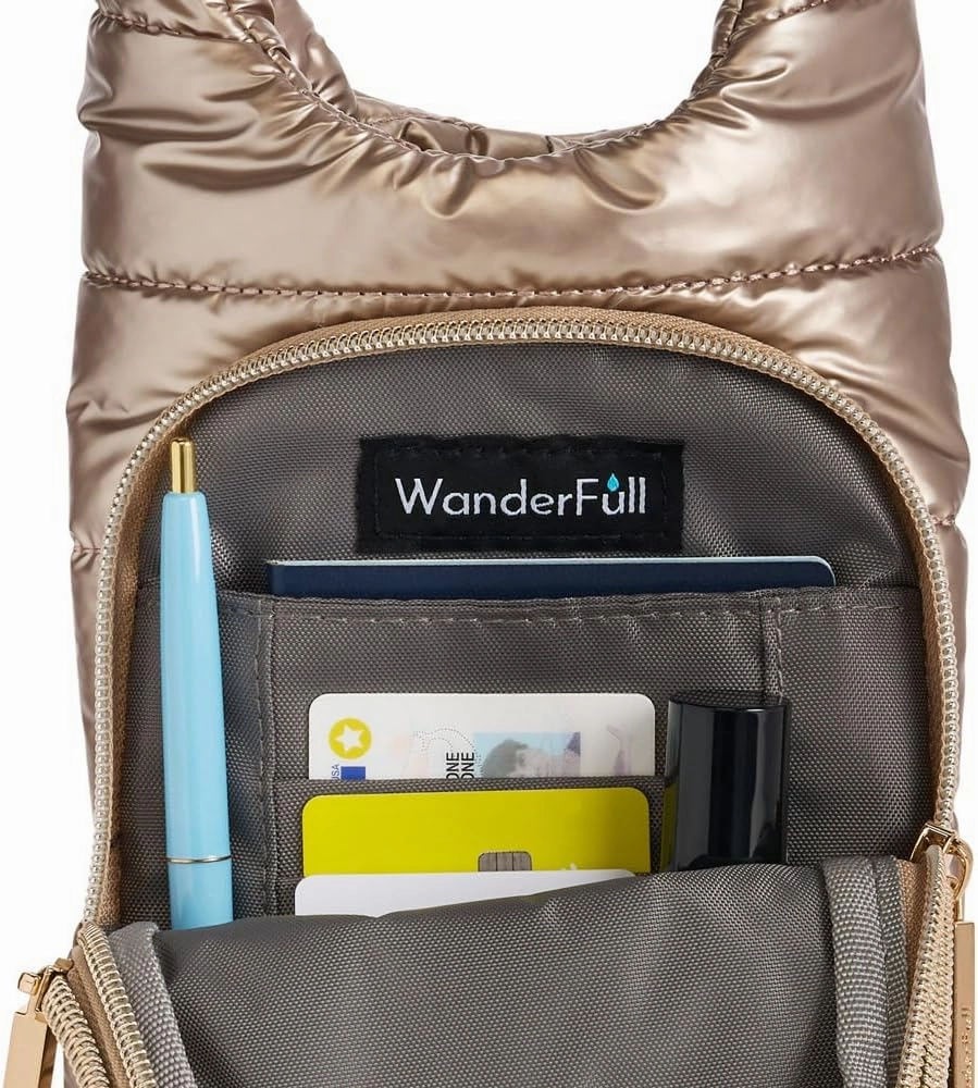 Original HydroBag | Quilted Water Bottle Holder with Strap | Tote Bottle Carrier Crossbody Bag with Pockets