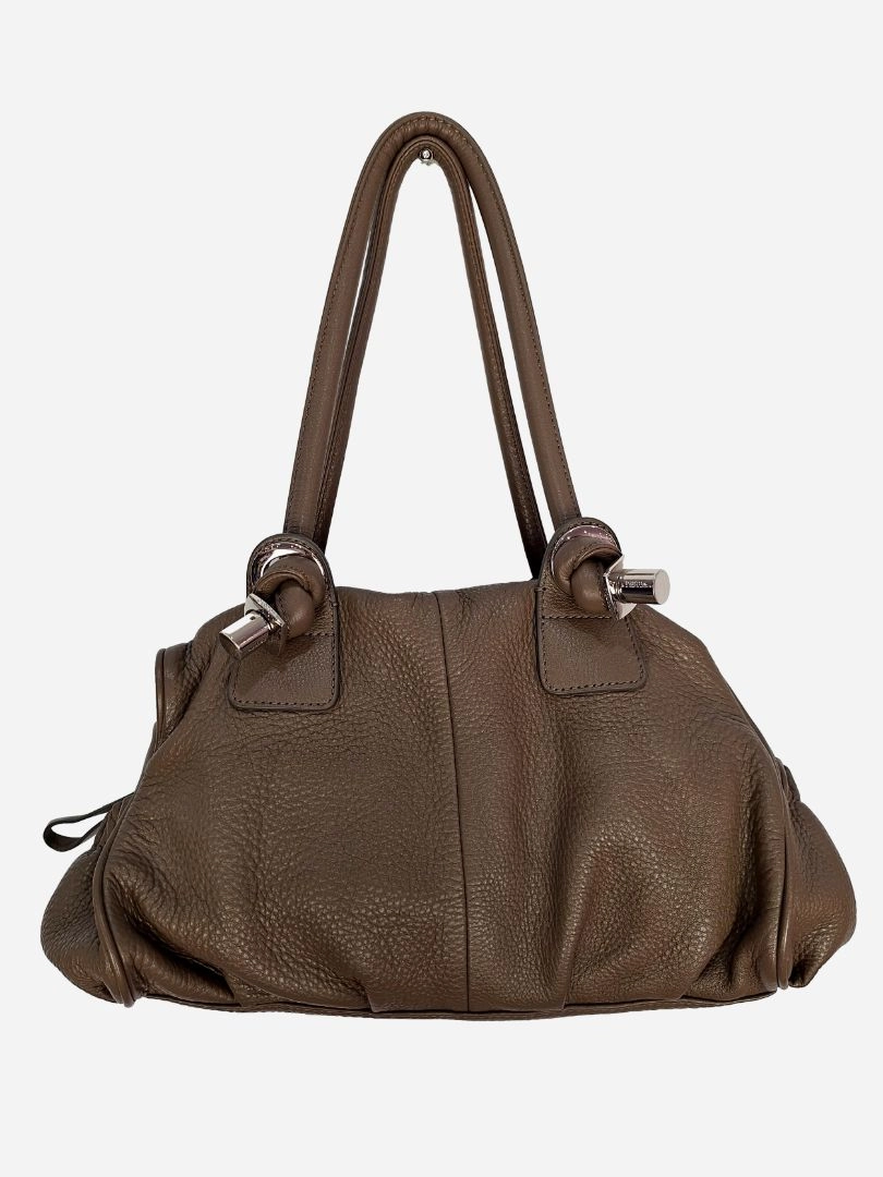Oroton Taupe Slouchy Shoulder Bag