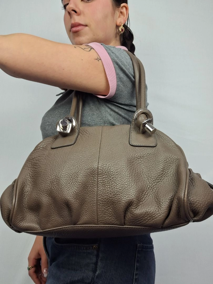 Oroton Taupe Slouchy Shoulder Bag
