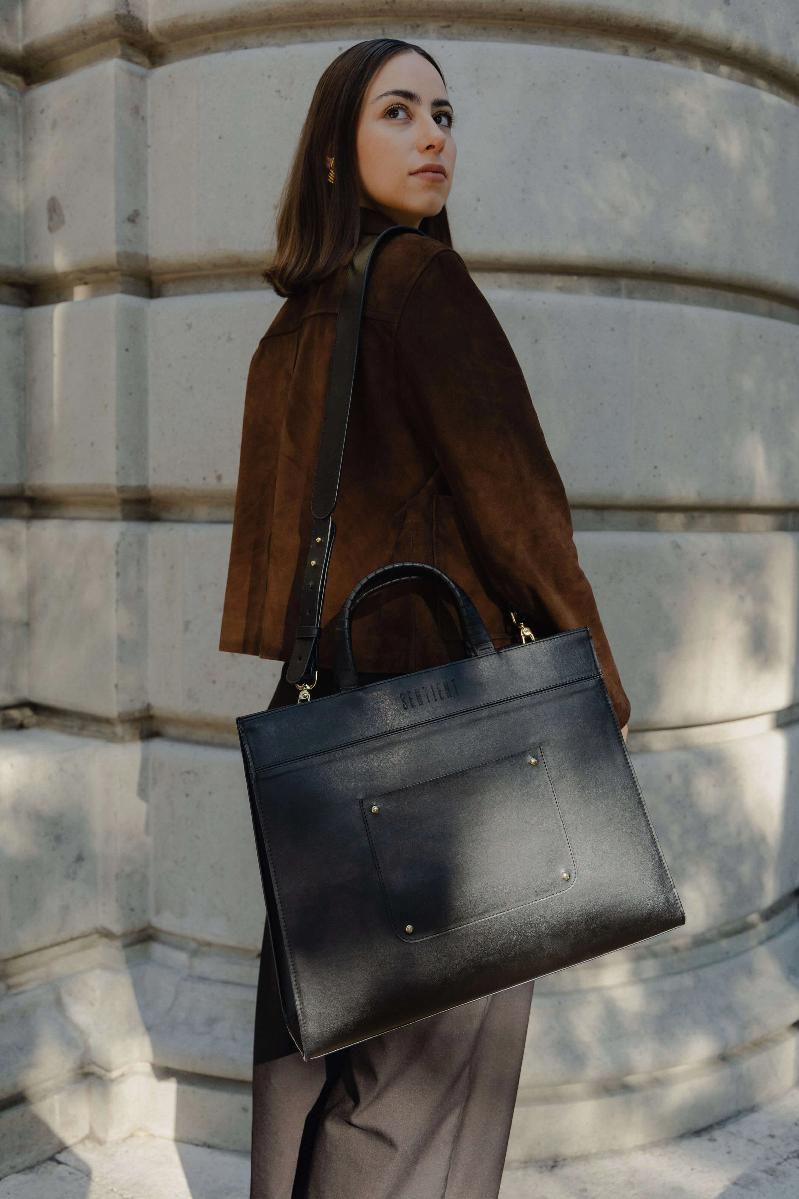 Panthera Maxi Vegan Cactus Leather Bag | Black