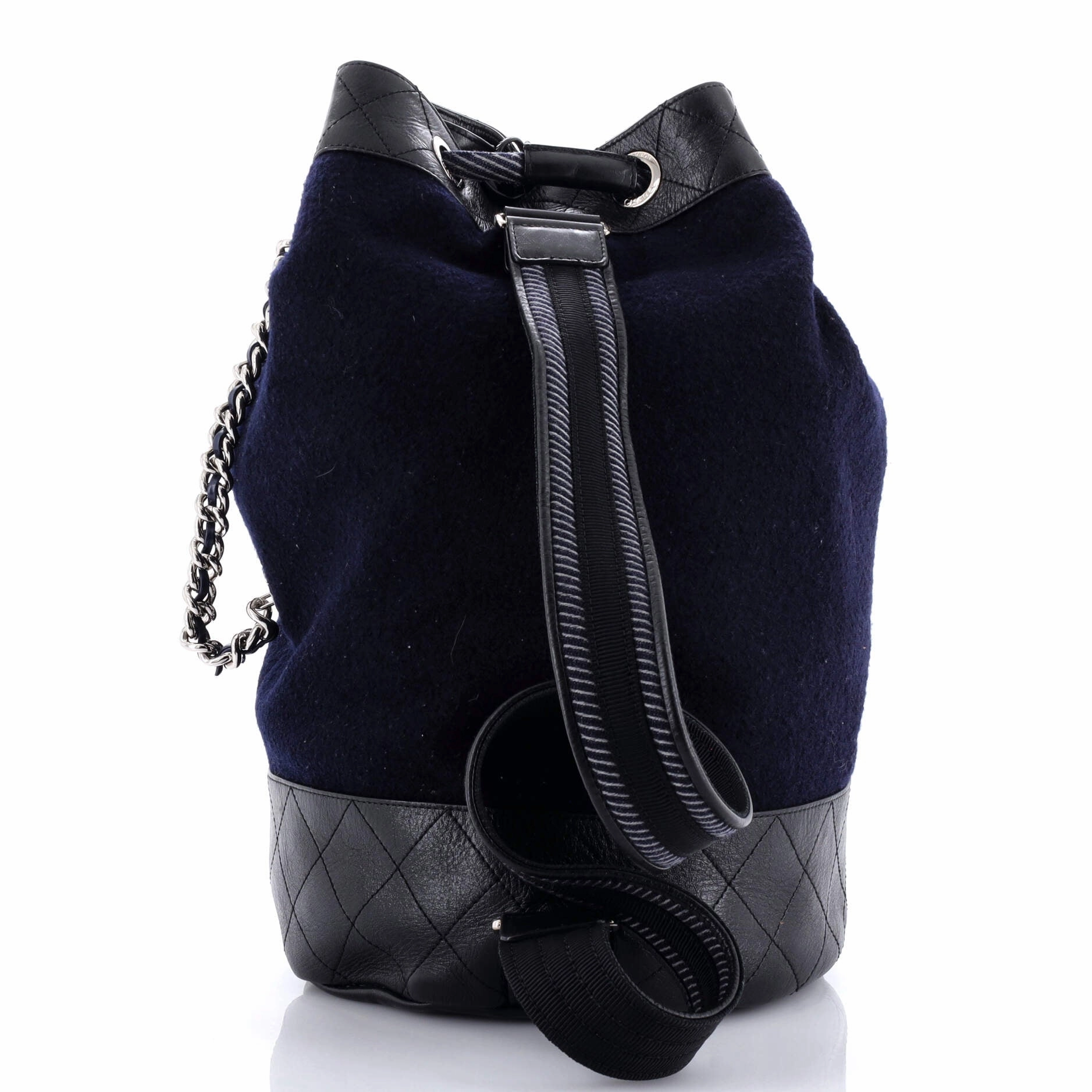 Paris-Hamburg Sling Backpack Embroidered Wool with Quilted Calfskin Large