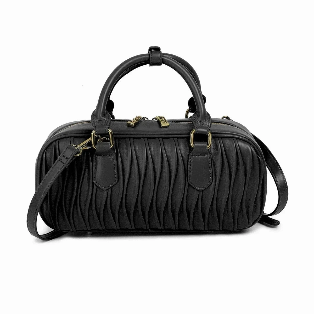 Paris Recycled Vegan Leather Top Handle Bag | Black