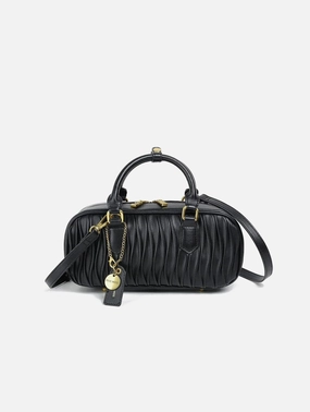 Paris Recycled Vegan Leather Top Handle Bag | Black