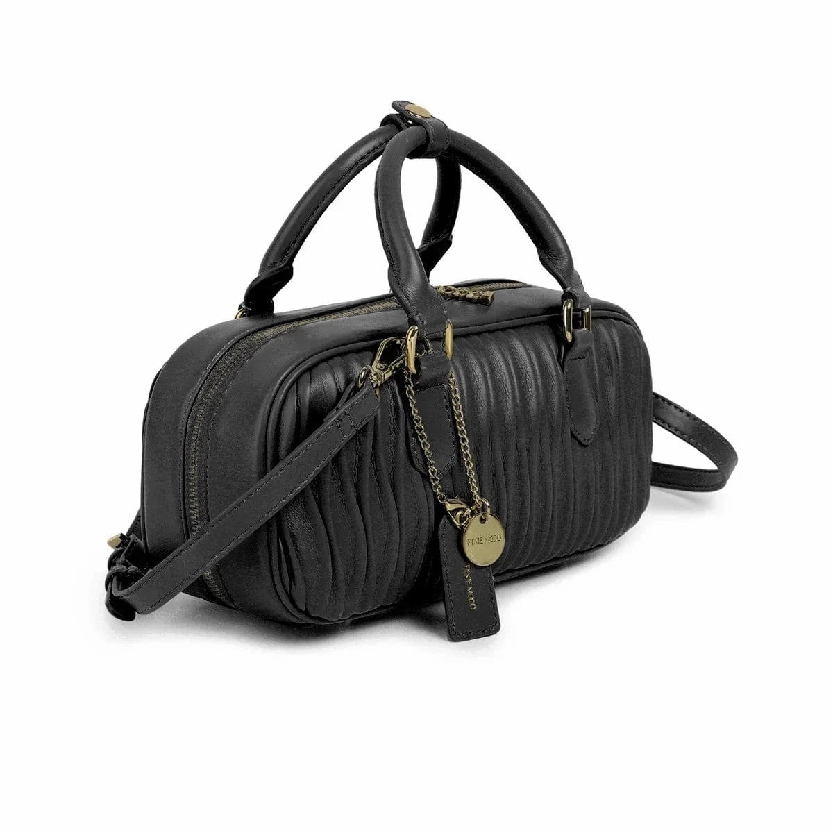 Paris Recycled Vegan Leather Top Handle Bag | Black