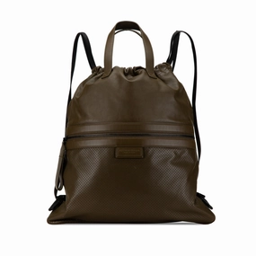 Perforated Leather Drawstring Backpack