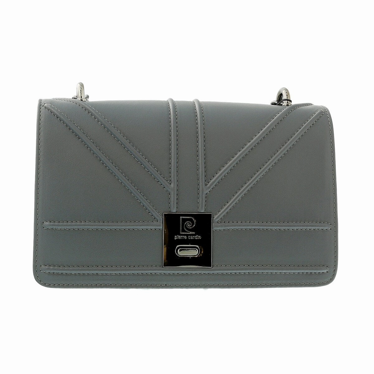 Pierre Cardin Grey Leather Large Structured Shoulder Bag for womens