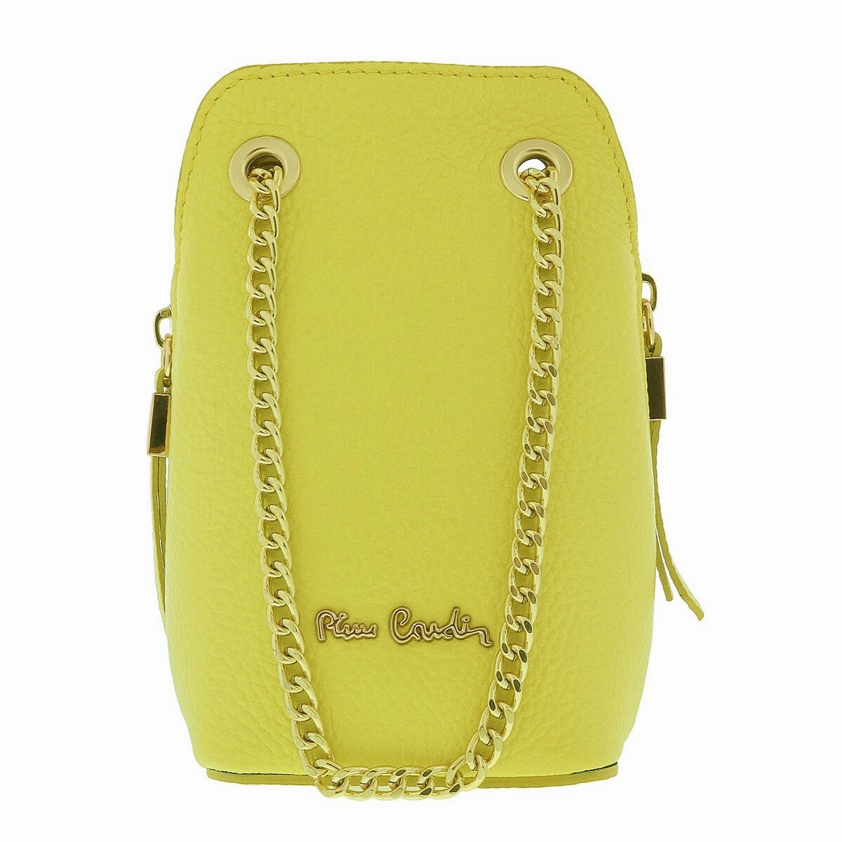 Pierre Cardin Lemon Leather Curved Structured Chain Crossbody Bag for womens