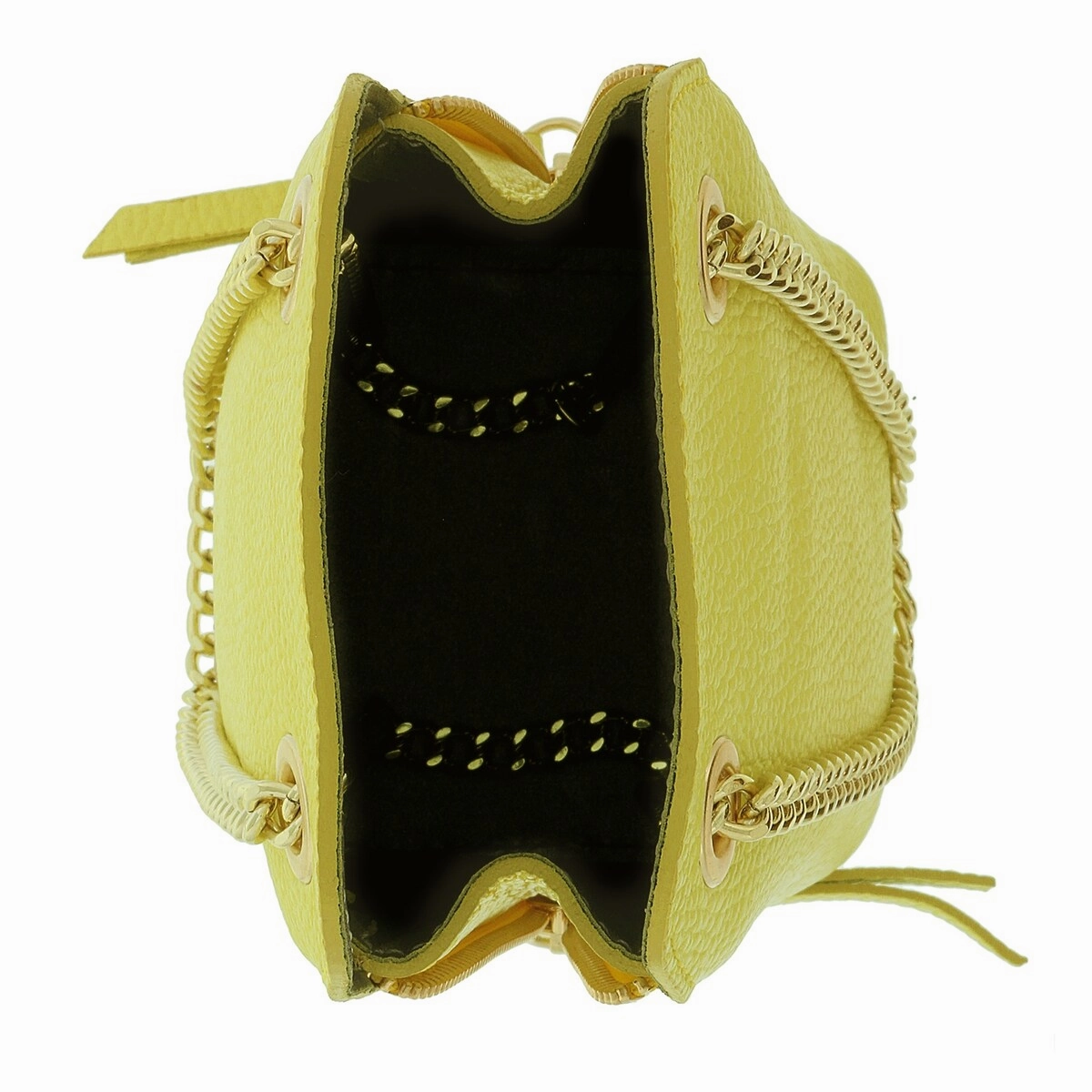 Pierre Cardin Lemon Leather Curved Structured Chain Crossbody Bag for womens