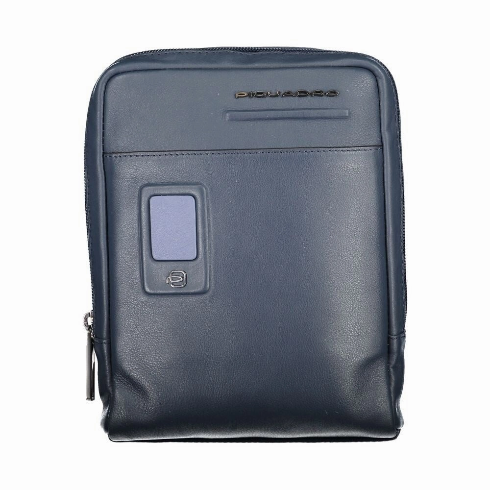 Piquadro Chic Blue Leather Shoulder Bag with Contrasting Men's Accents