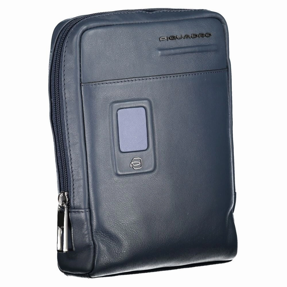 Piquadro Chic Blue Leather Shoulder Bag with Contrasting Men's Accents