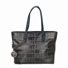 Plein Sport Sleek Black Designer Shopping Bag with Logo Women's Print