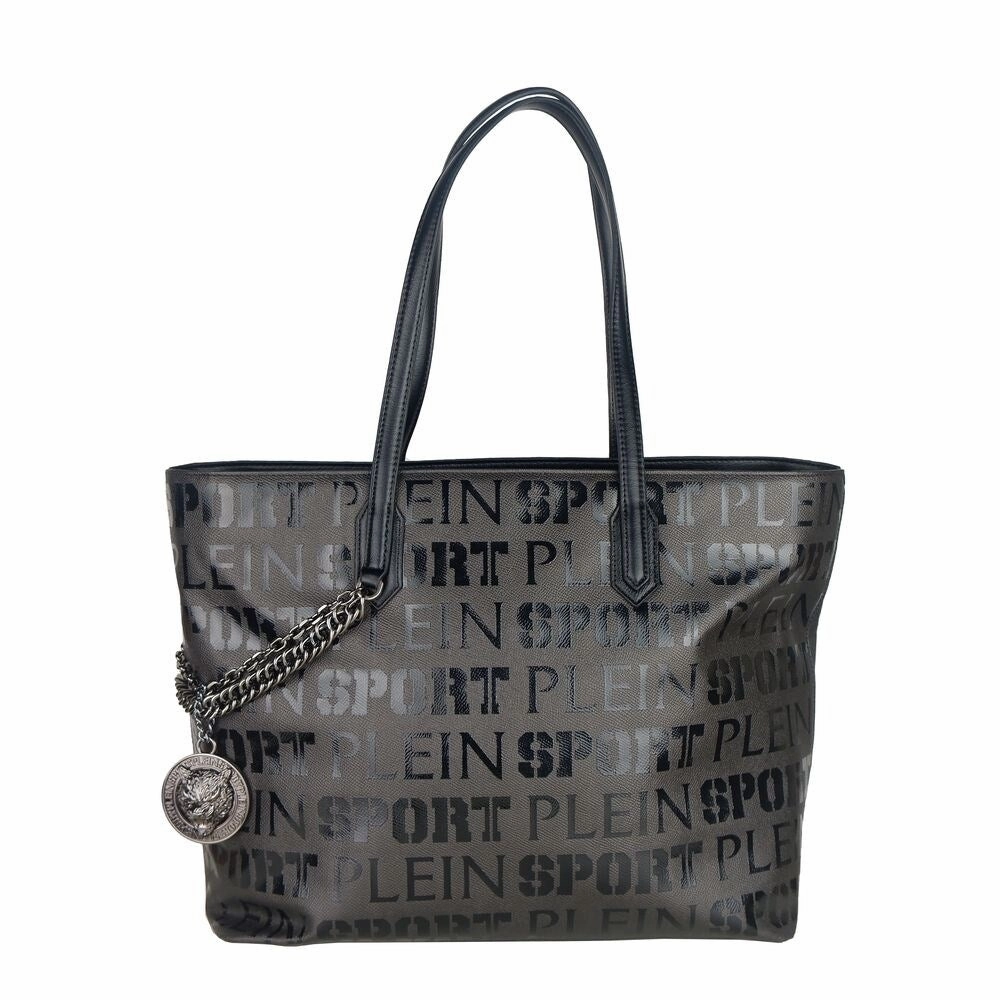 Plein Sport Sleek Black Designer Shopping Bag with Logo Women's Print