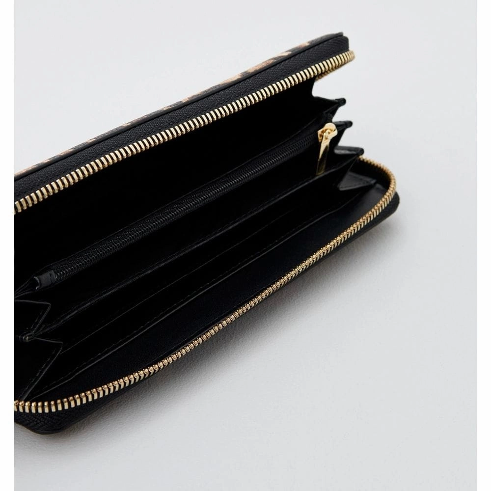 Plein Sport Sleek Designer Zipper Wallet with Gold Women's Accents - One Size