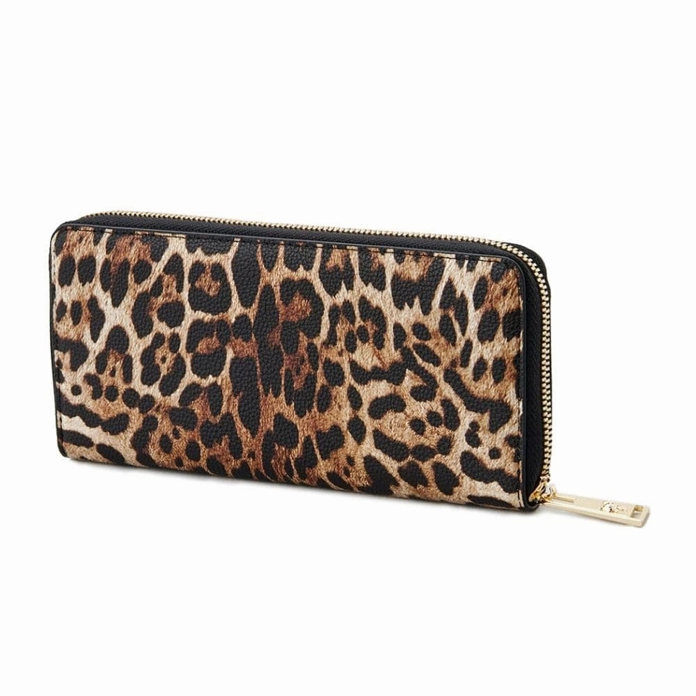 Plein Sport Sleek Designer Zipper Wallet with Gold Women's Accents - One Size