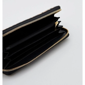 Plein Sport Sleek Designer Zipper Wallet with Gold Women's Accents - One Size