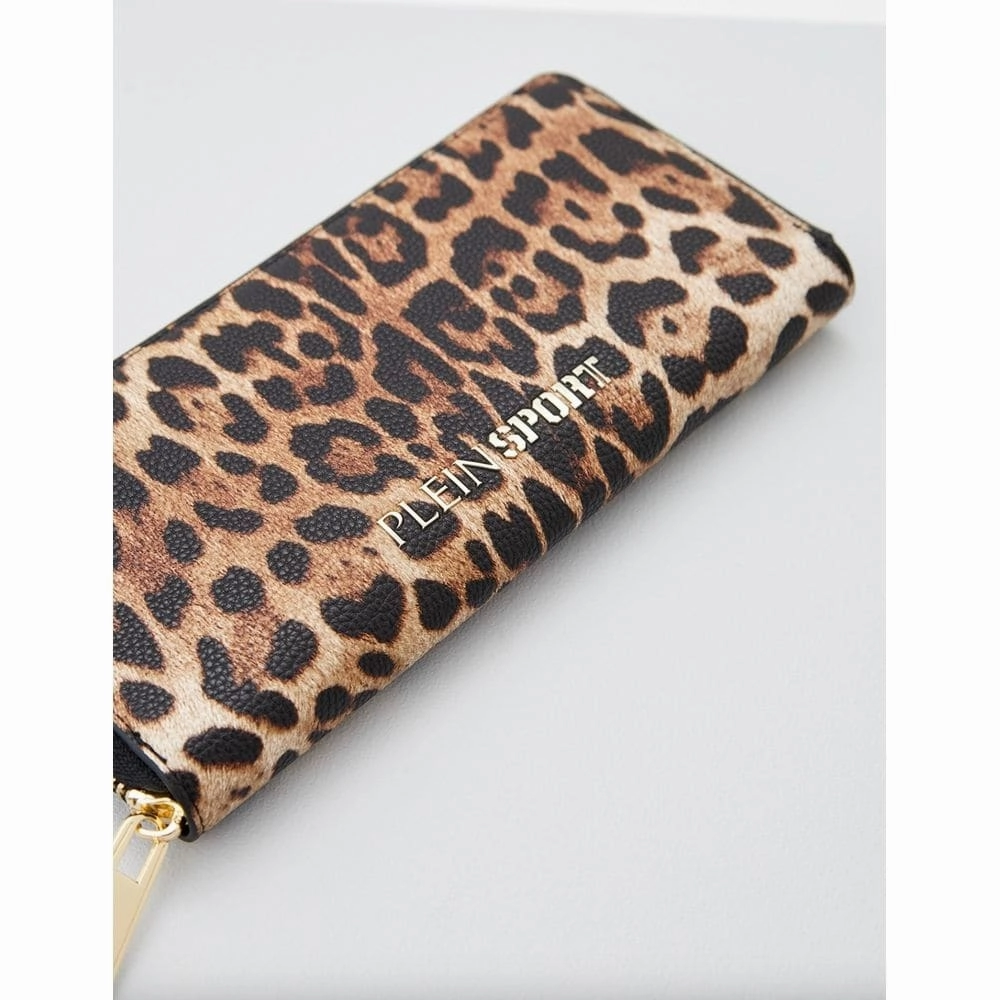 Plein Sport Sleek Designer Zipper Wallet with Gold Women's Accents - One Size