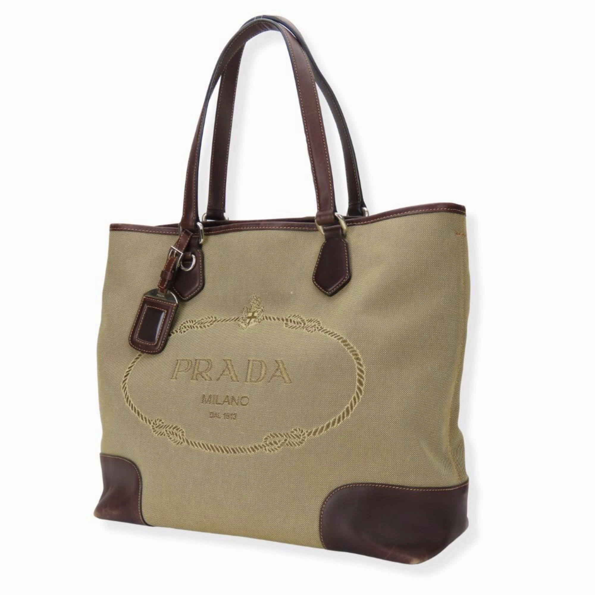 Prada  Canvas Leather Tote Bag (Pre-Owned)