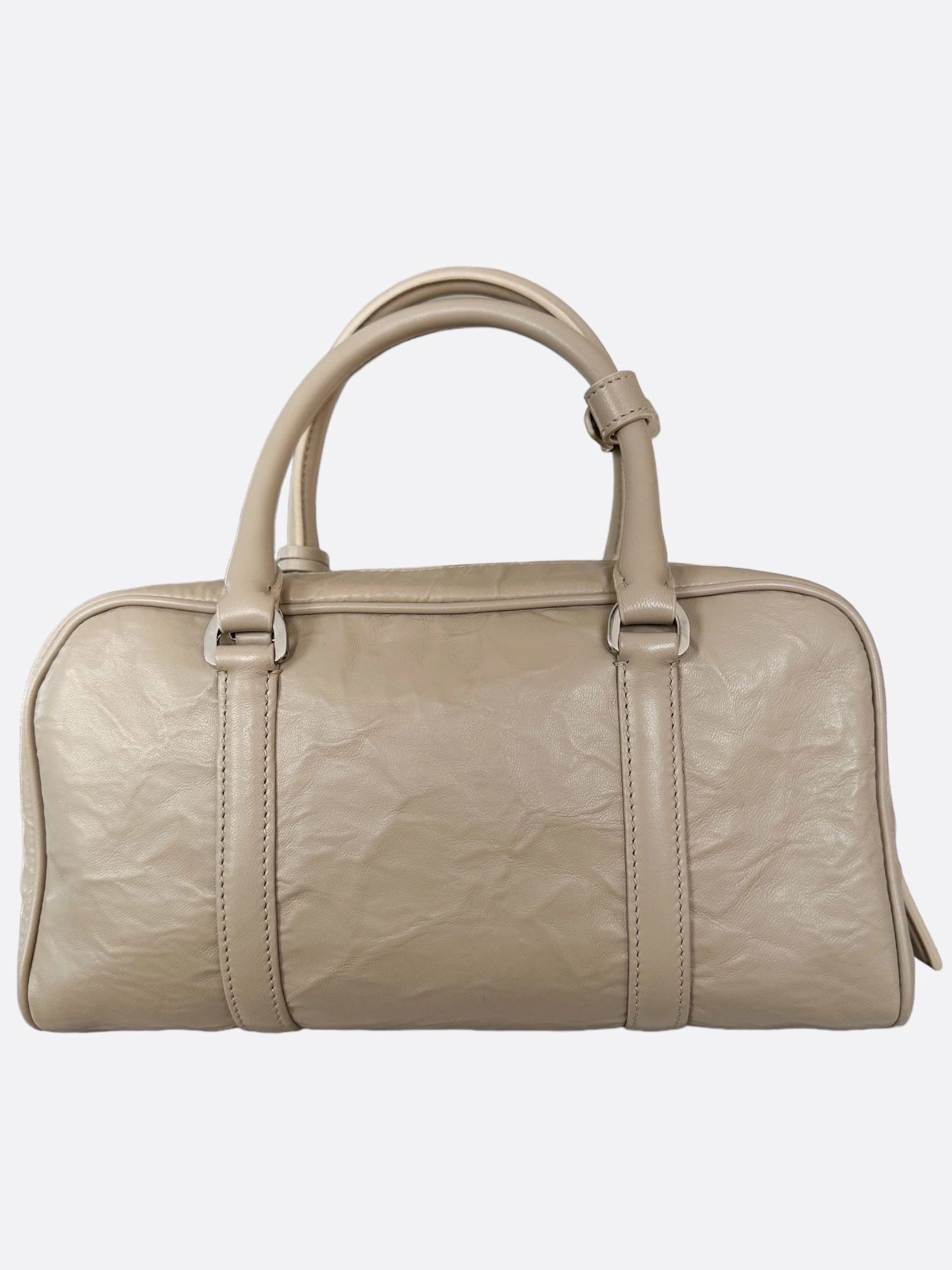 Prada Desert Beige Nappa Leather Multi Pocket Top Handle Bag