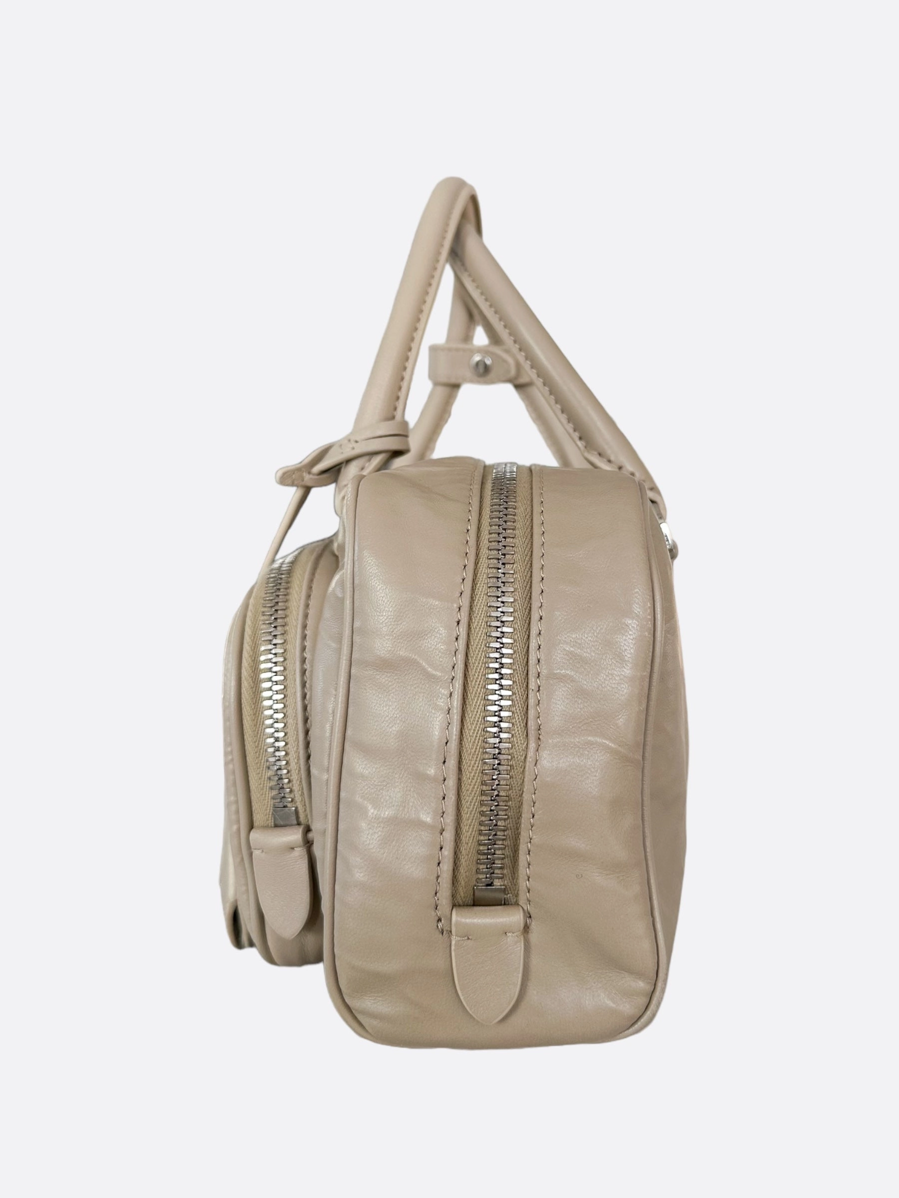 Prada Desert Beige Nappa Leather Multi Pocket Top Handle Bag