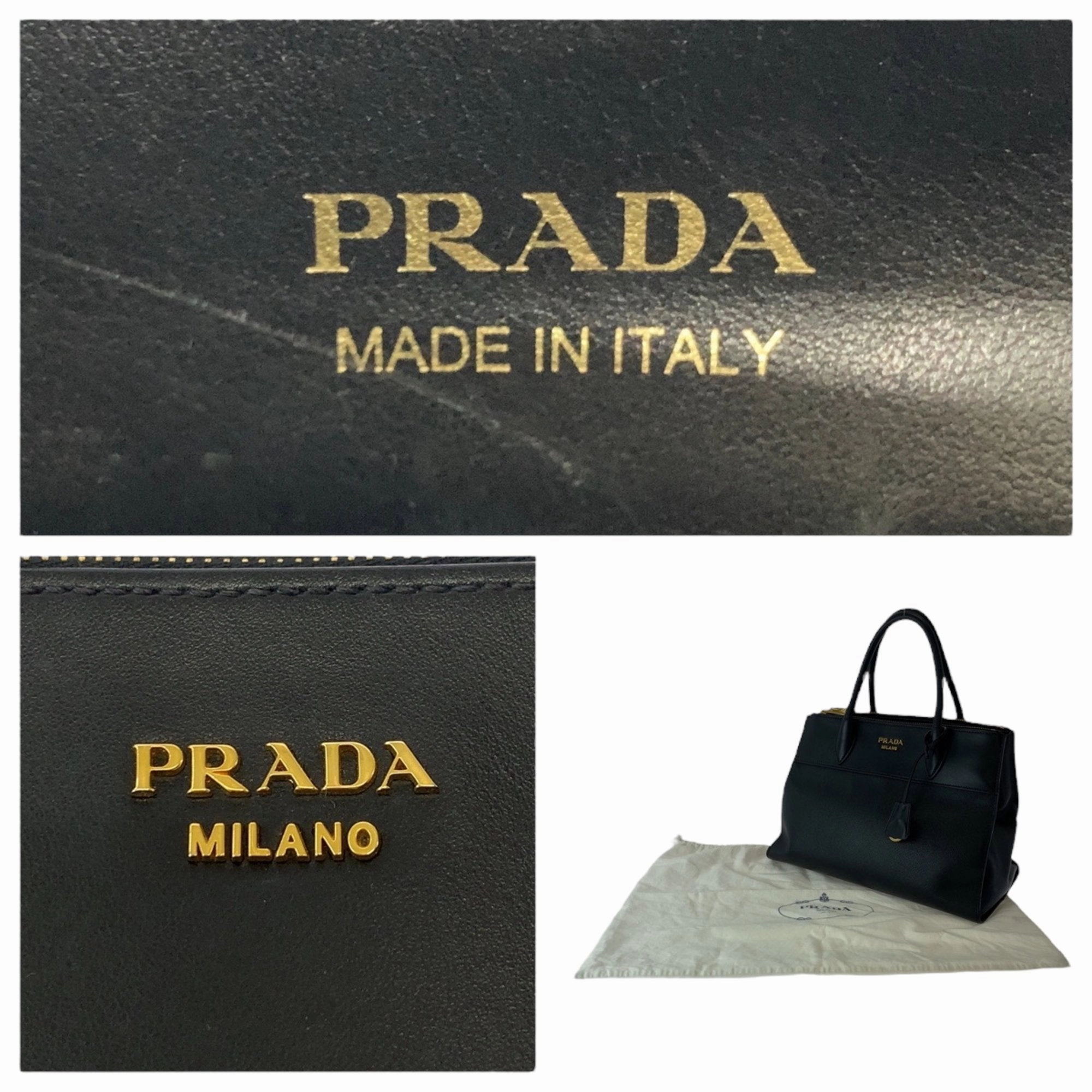 Prada Leather Handbag Tote Bag (Pre-Owned)