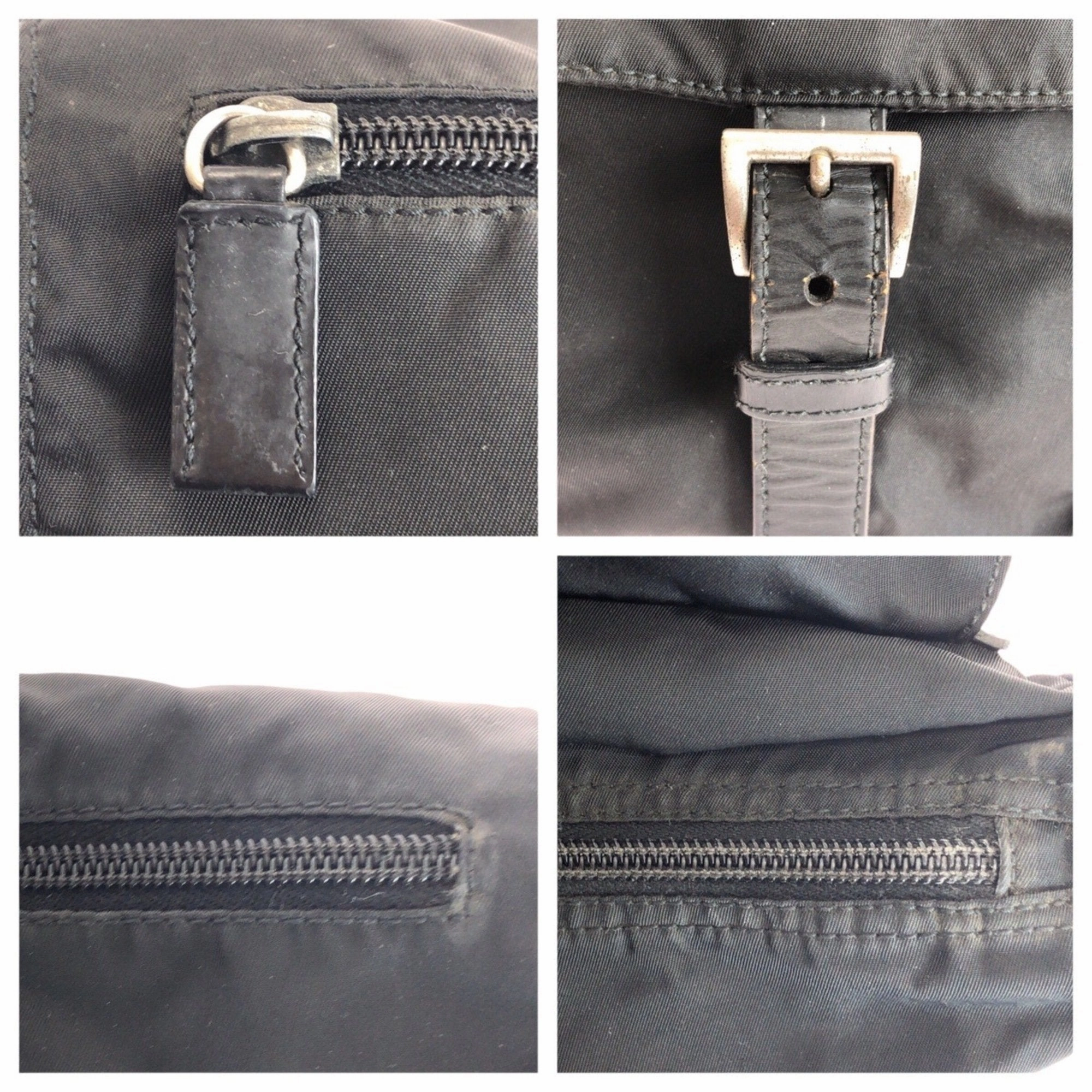Prada Nylon Leather Pochette Shoulder Bag (Pre-Owned)