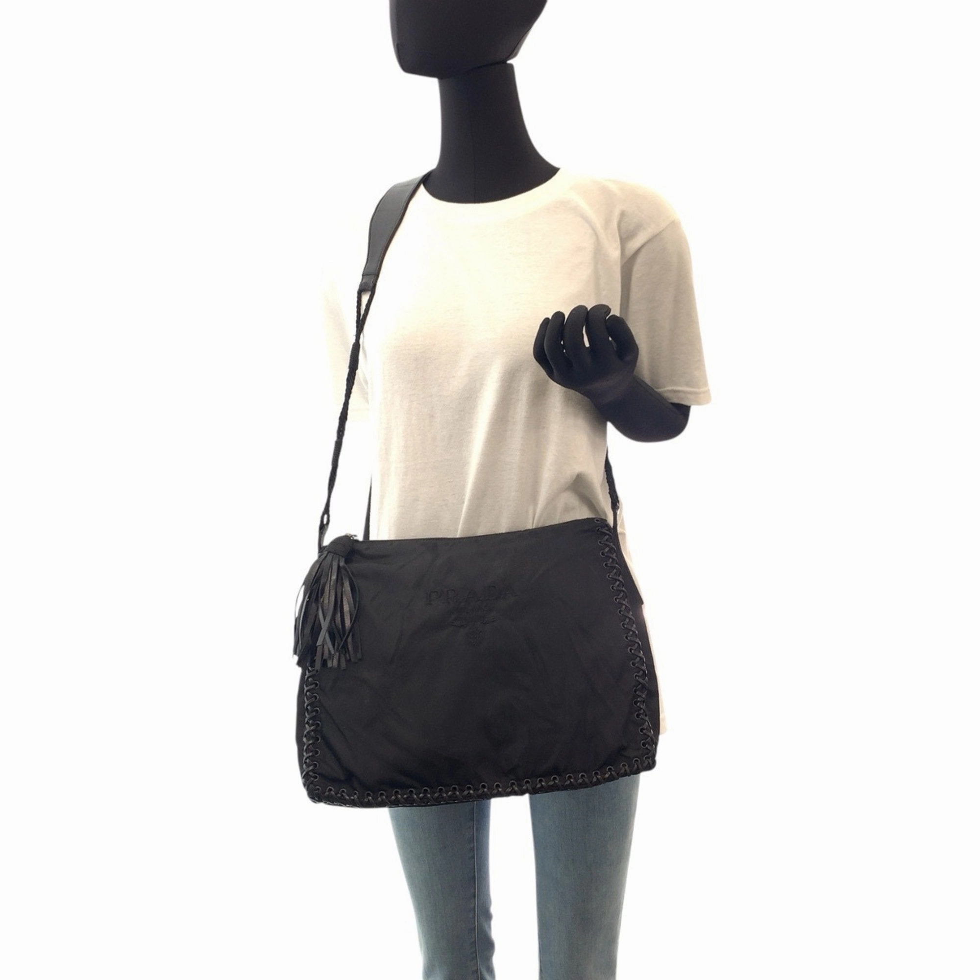 Prada Nylon Leather Shoulder Bag (Pre-Owned)