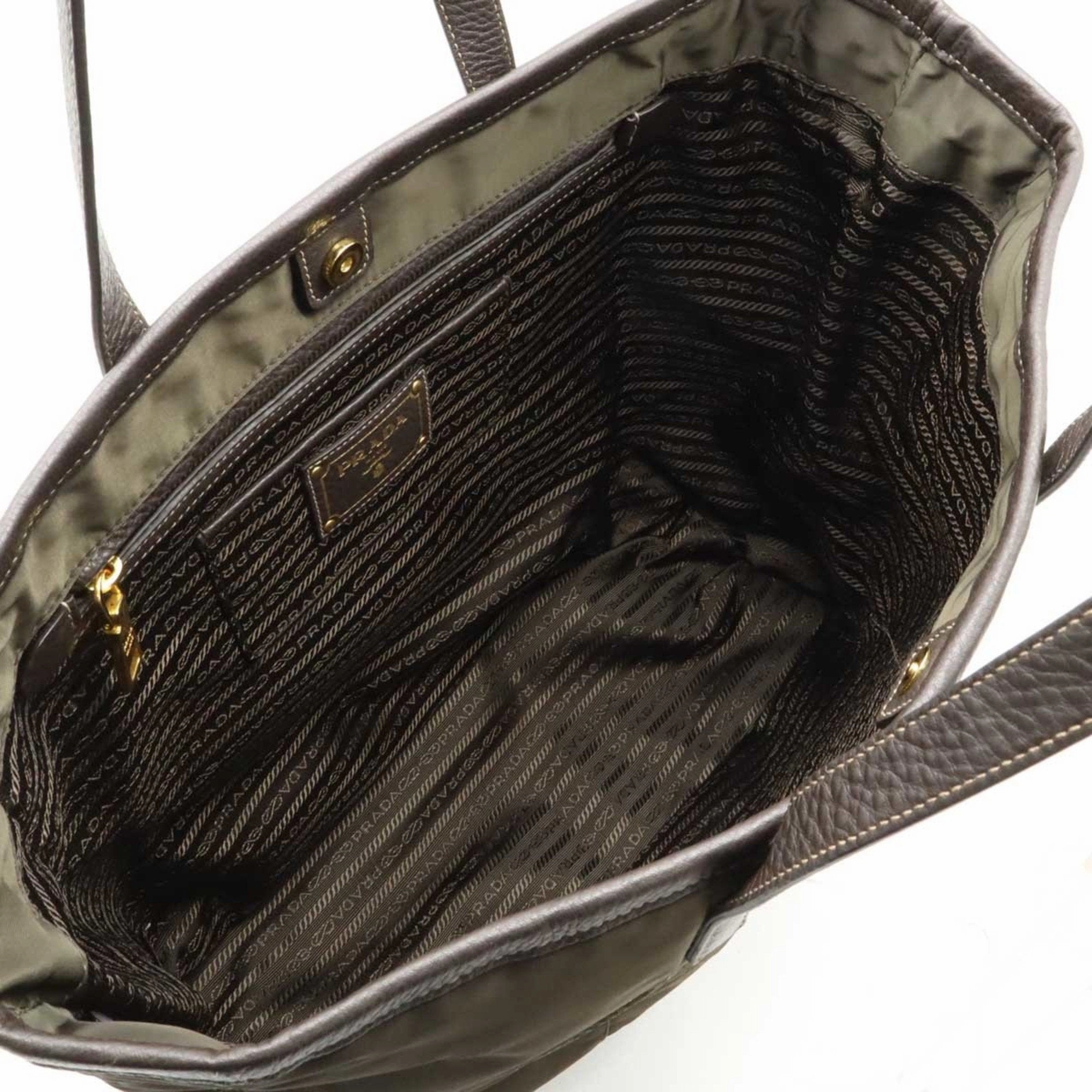 Prada  Nylon Leather Shoulder Bag Tote Bag (Pre-Owned)