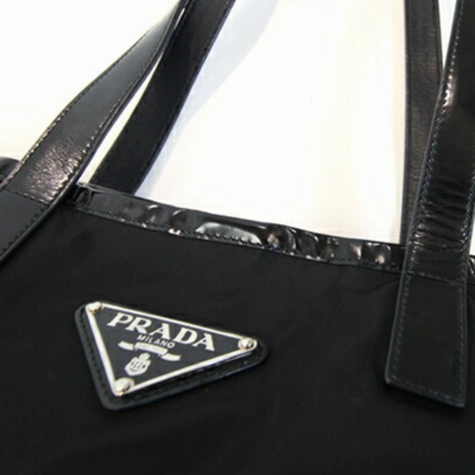 Prada Nylon Patent Leather Tote Bag (Pre-Owned)