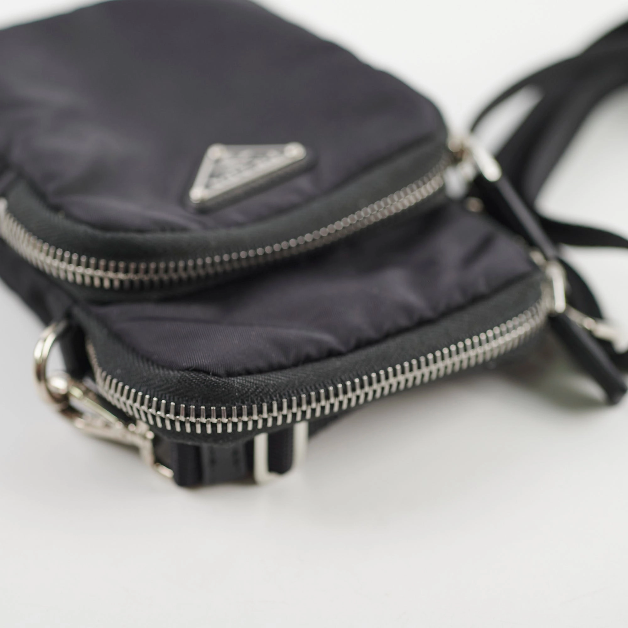Prada Nylon Phone Case Crossbody Bag Black