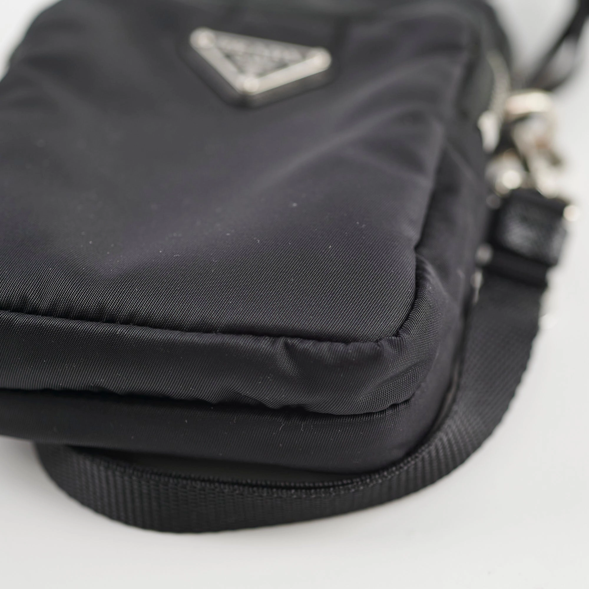 Prada Nylon Phone Case Crossbody Bag Black
