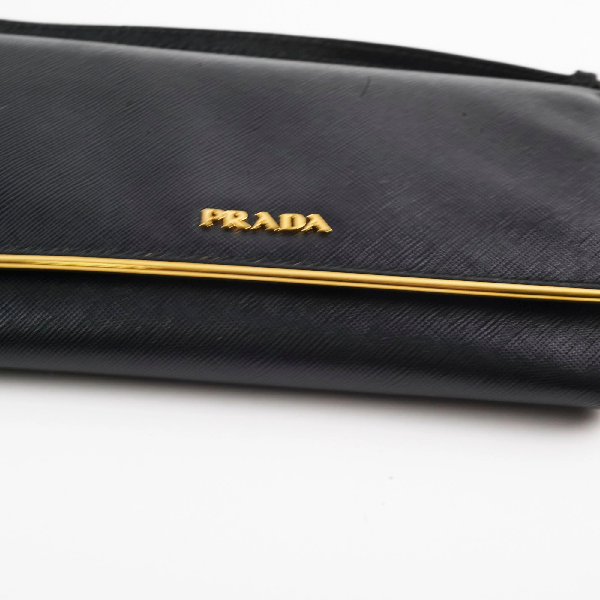 Prada Saffiano Wallet on Chain Black