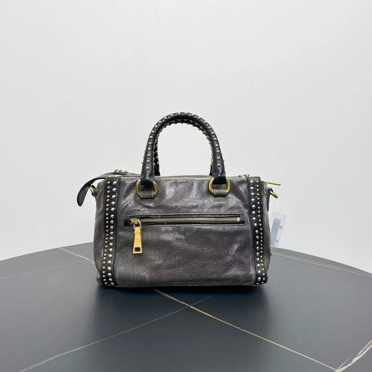 Prada Vitello Lux Grey Two-Way Shoulder Bag