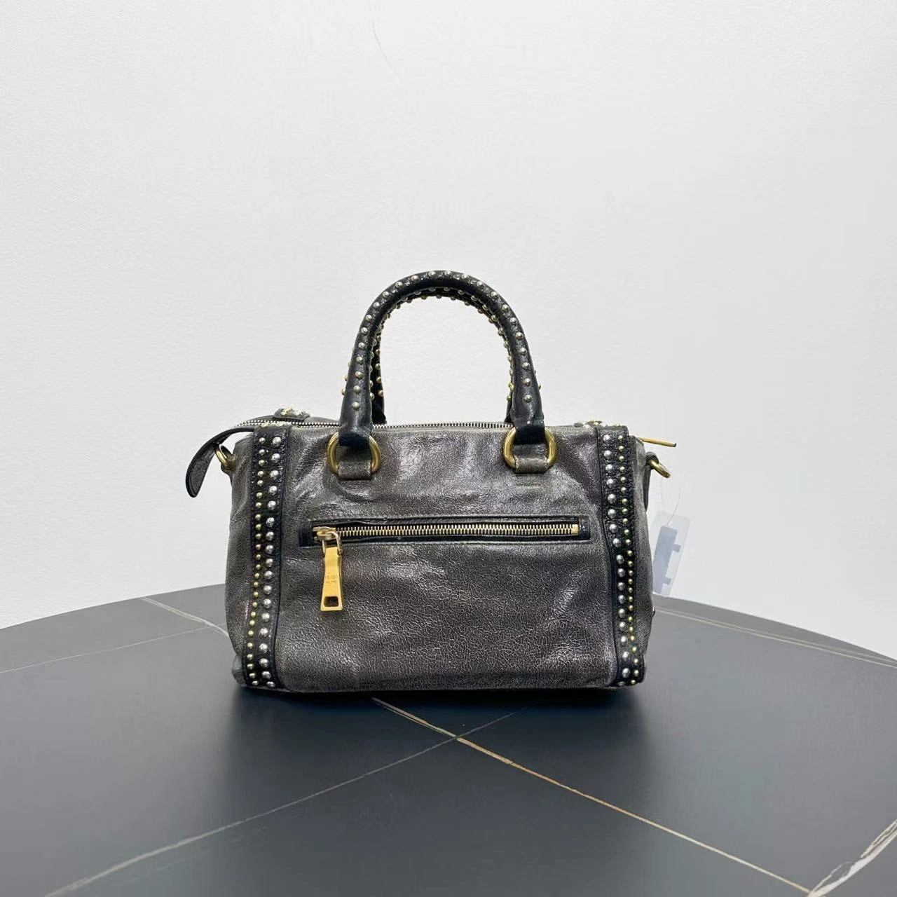 Prada Vitello Lux Grey Two-Way Shoulder Bag