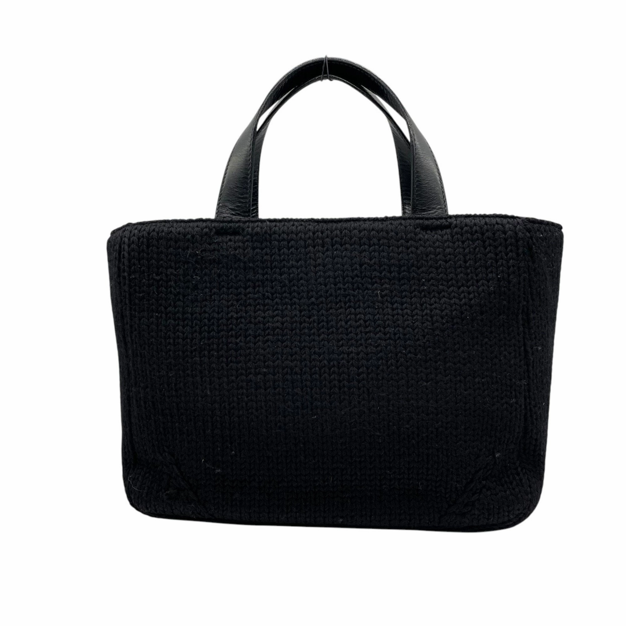 Prada Wool Leather Handbag Tote Bag (Pre-Owned)