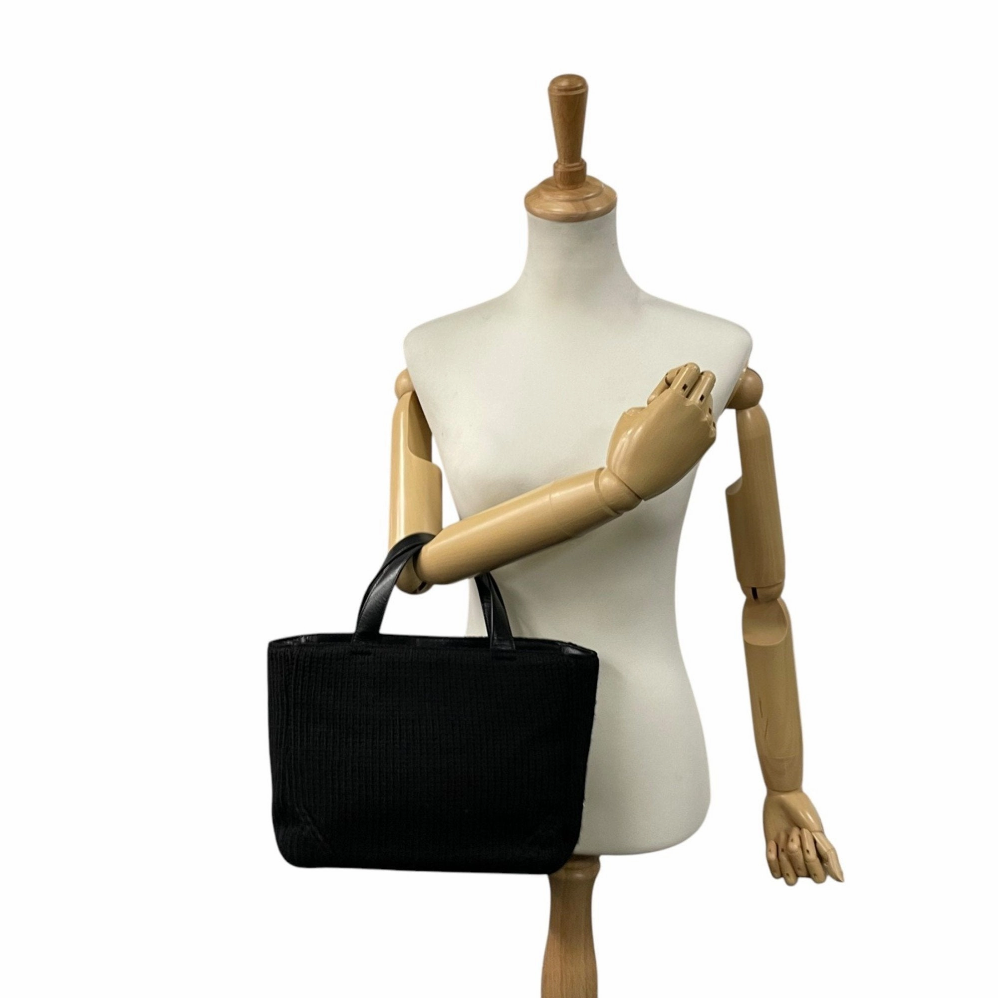 Prada Wool Leather Handbag Tote Bag (Pre-Owned)