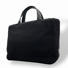 Prada Wool Leather Handbag Tote Bag (Pre-Owned)