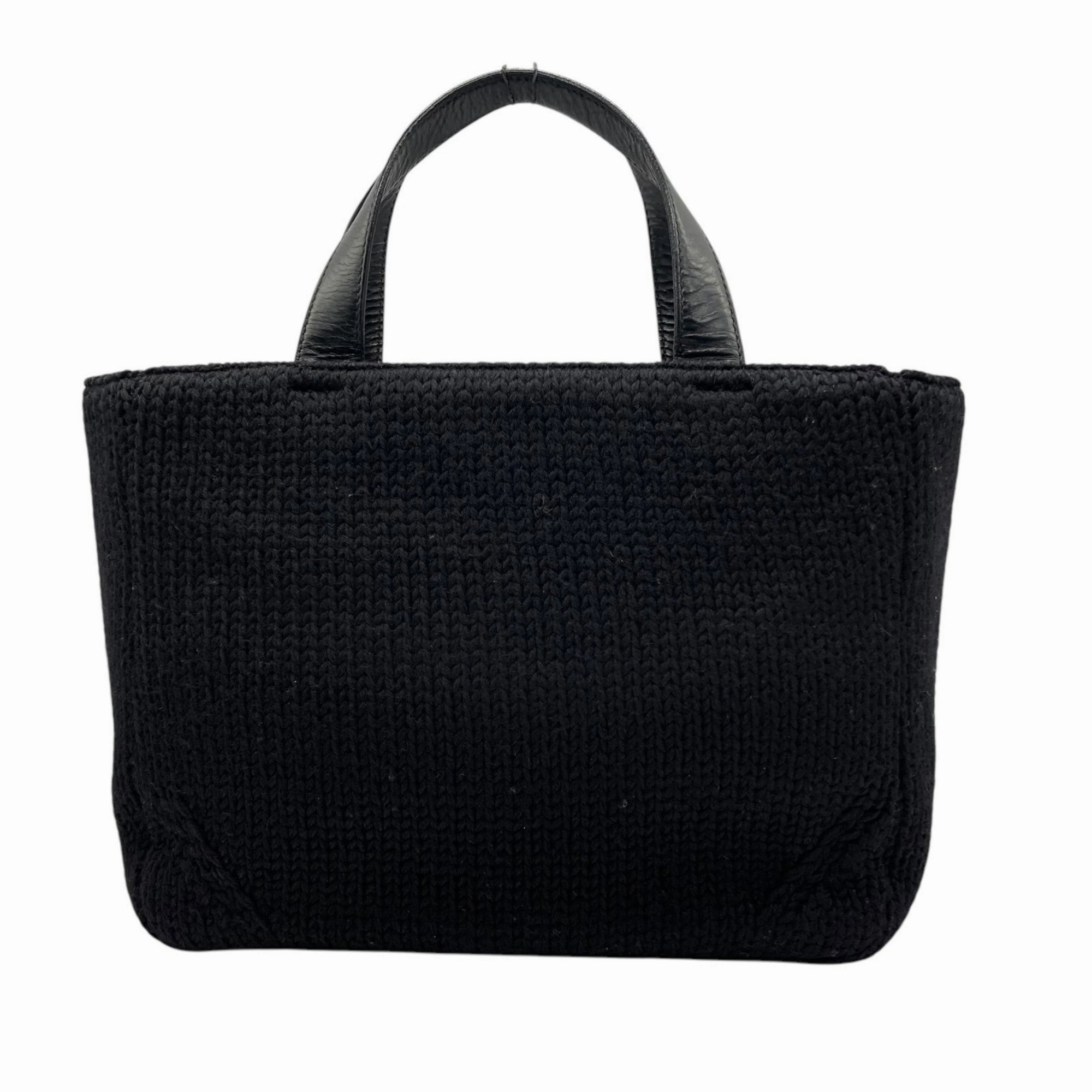 Prada Wool Leather Handbag Tote Bag (Pre-Owned)