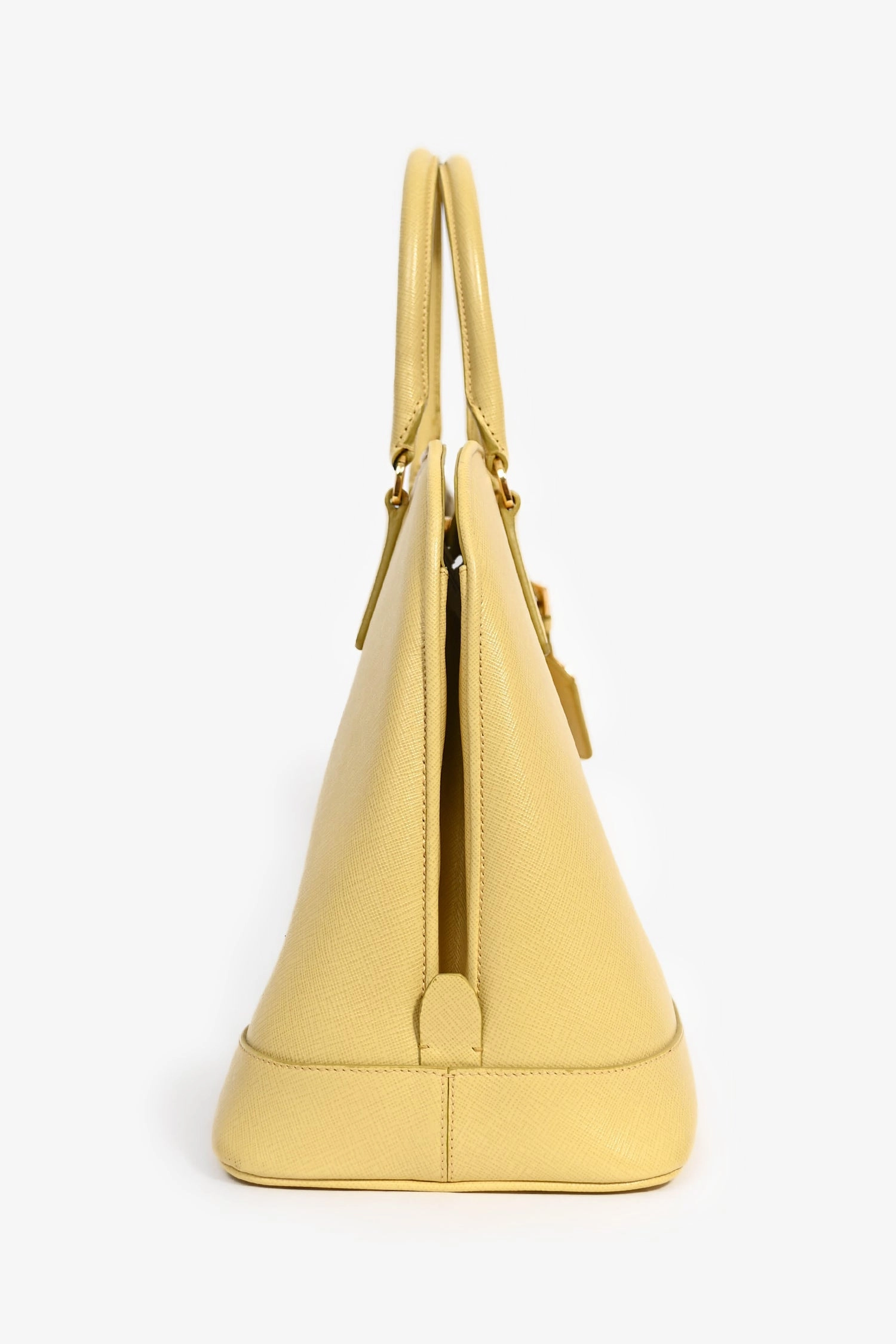 Prada Yellow Saffiano Leather Promenade Top Handle with Strap