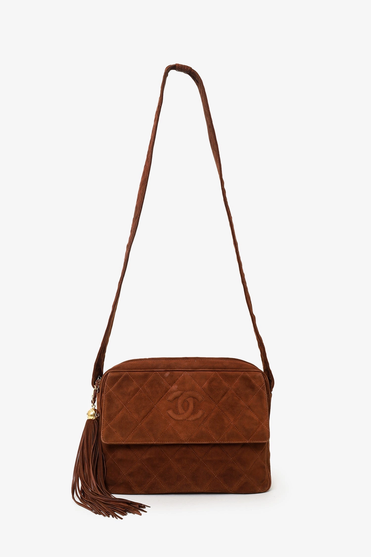 Pre-Loved Chanel 1994-96 Brown Suede CC Tassel Crossbody Bag
