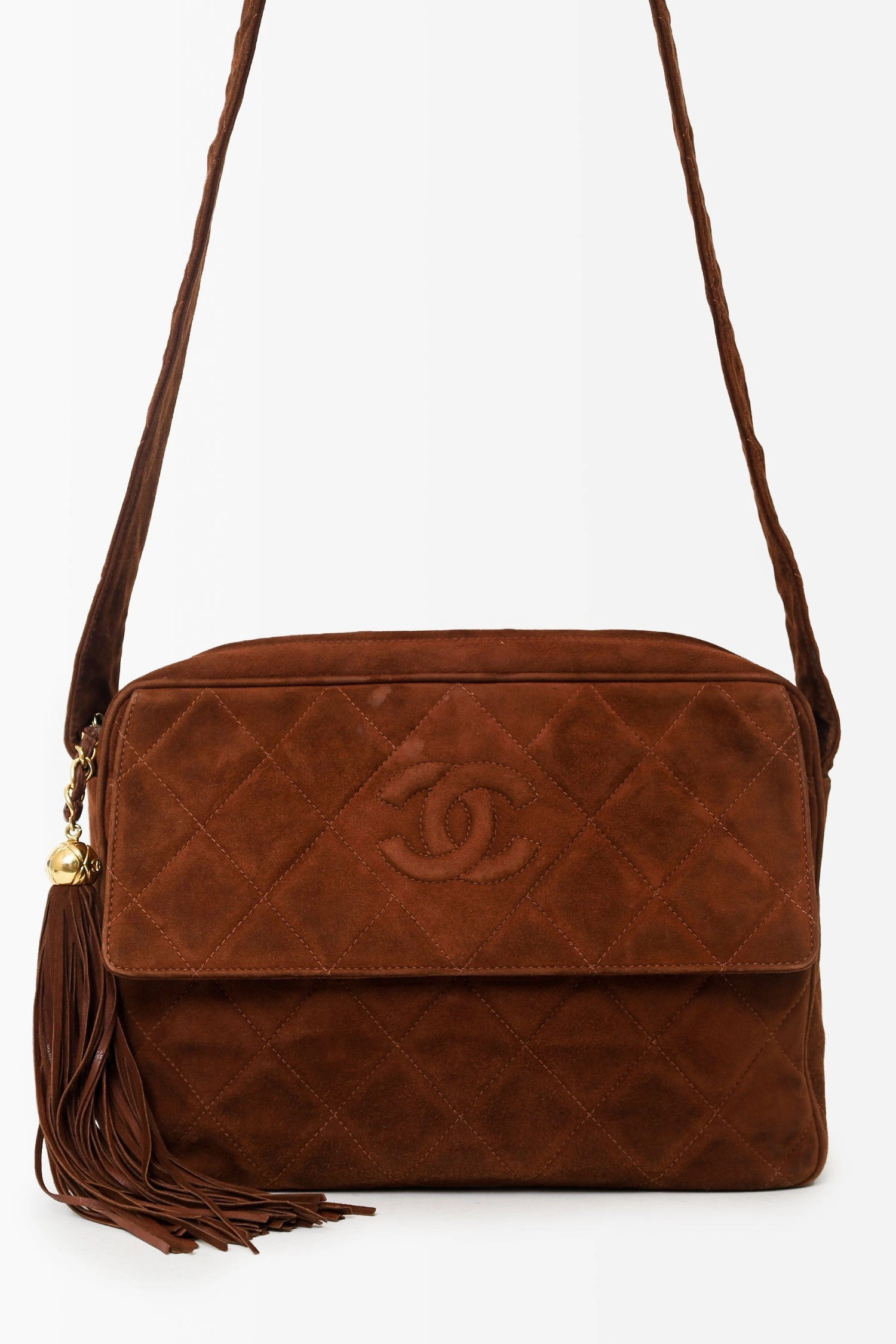 Pre-Loved Chanel 1994-96 Brown Suede CC Tassel Crossbody Bag