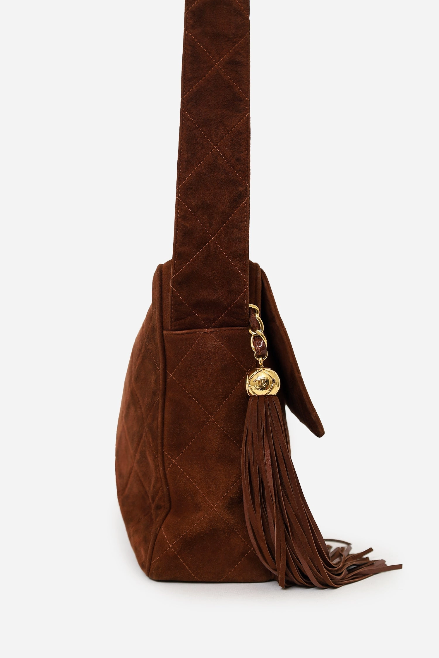 Pre-Loved Chanel 1994-96 Brown Suede CC Tassel Crossbody Bag