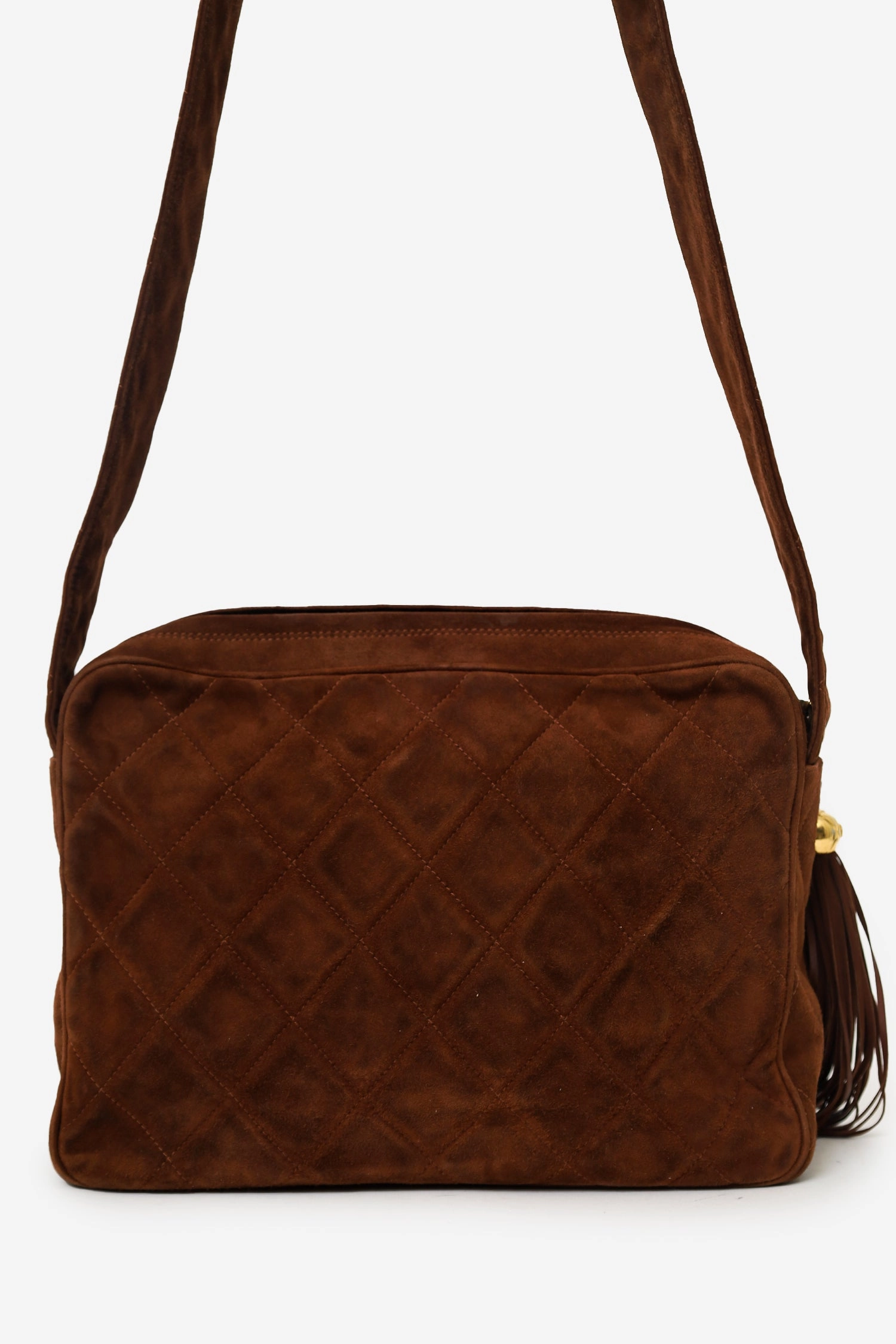 Pre-Loved Chanel 1994-96 Brown Suede CC Tassel Crossbody Bag