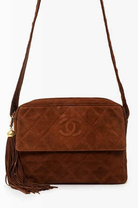 Pre-Loved Chanel 1994-96 Brown Suede CC Tassel Crossbody Bag