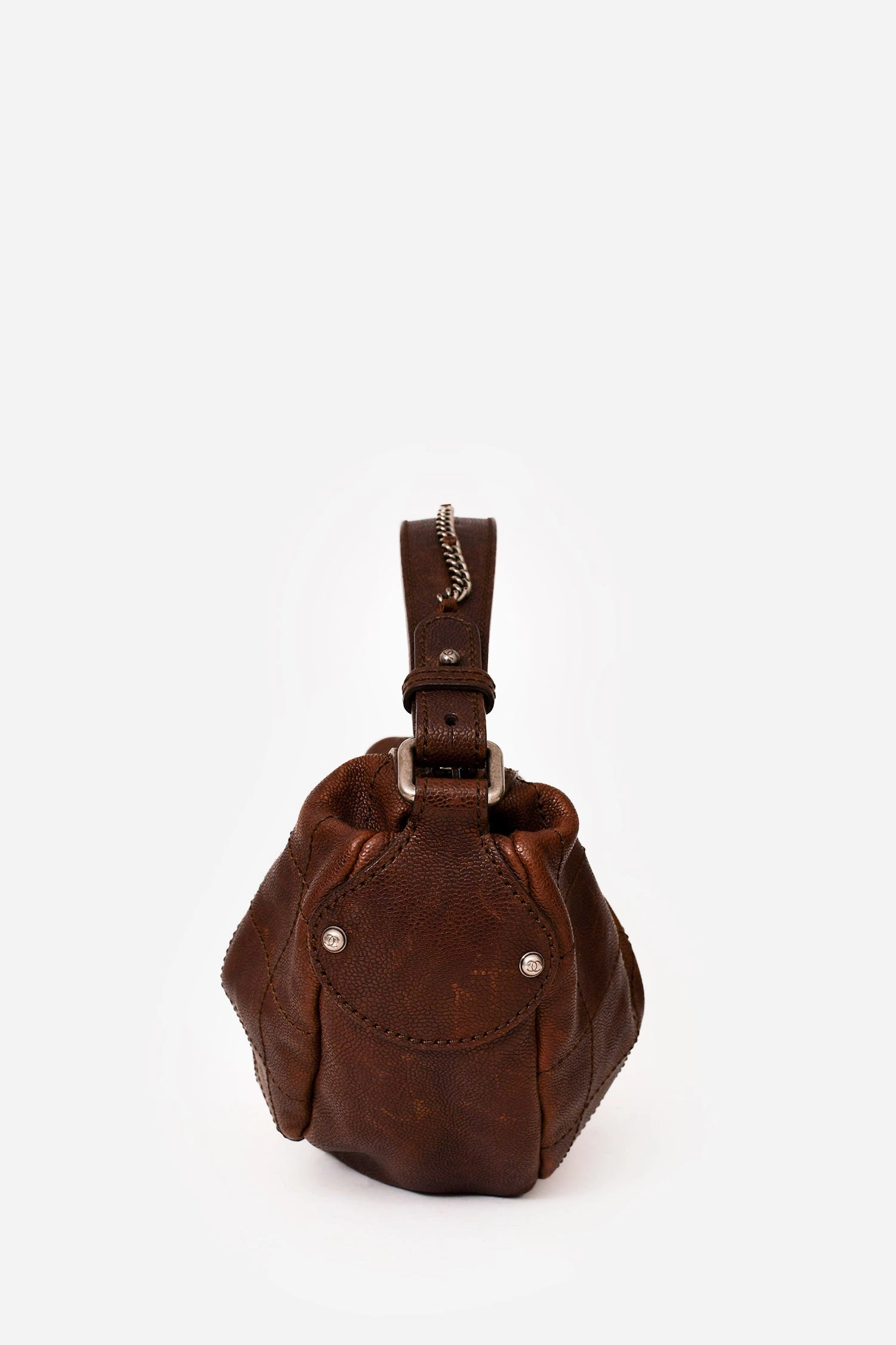 Pre-Loved Chanel 2005/2006 Brown Caviar Outdoor Ligne Small Hobo Bag