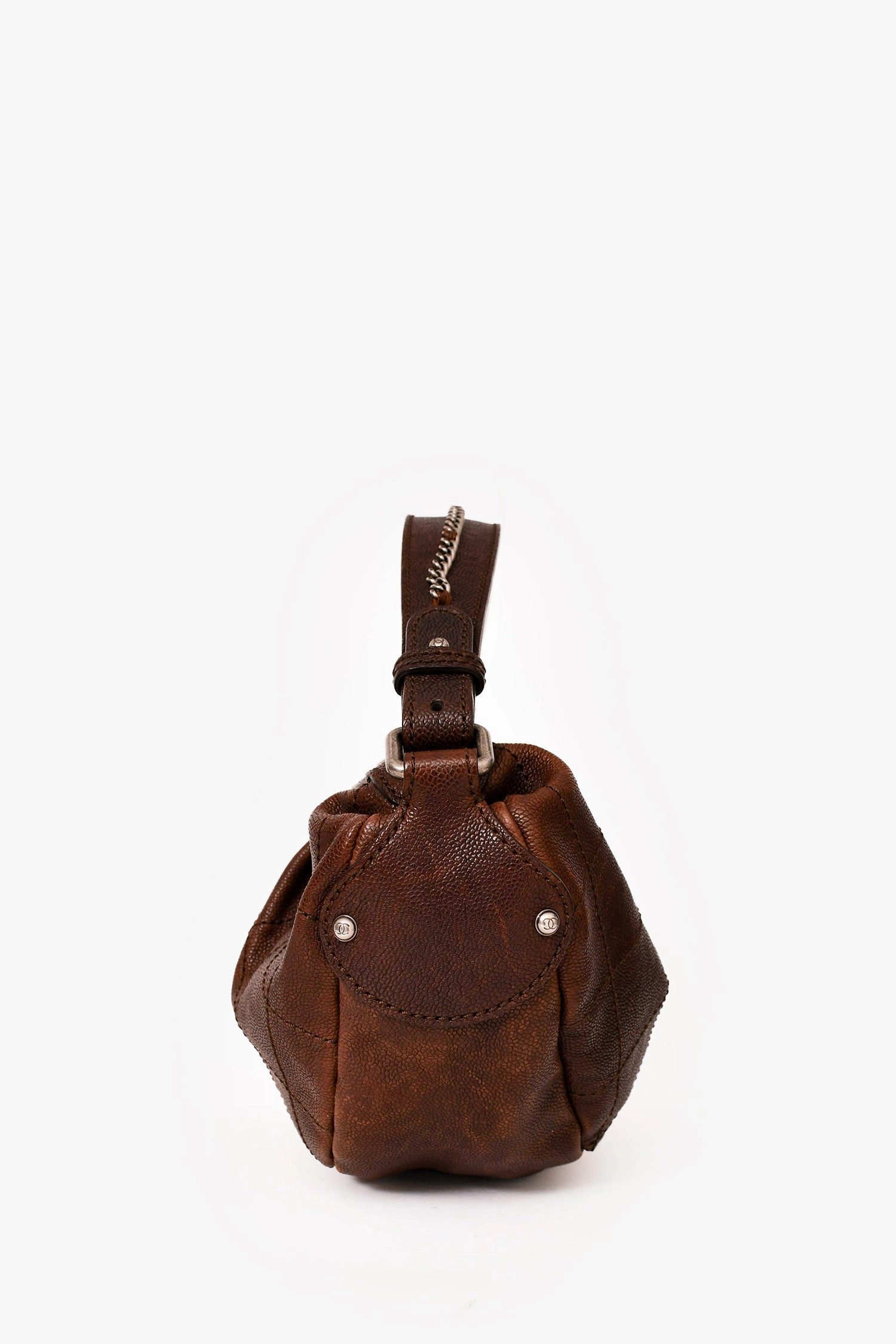 Pre-Loved Chanel 2005/2006 Brown Caviar Outdoor Ligne Small Hobo Bag